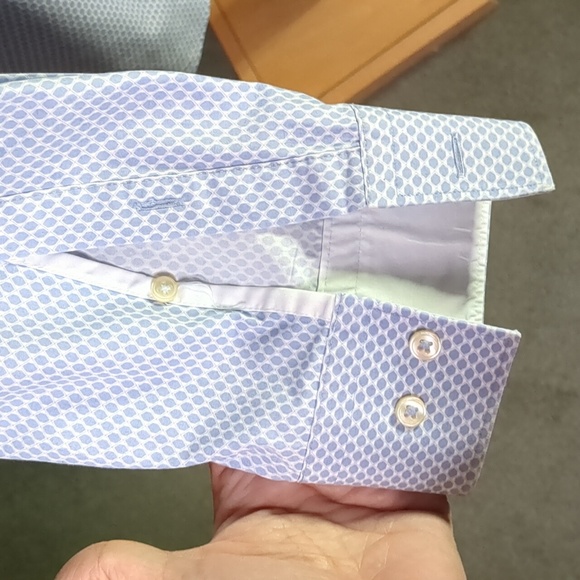 STRELLSON* Silas button front collared long sleeve mens dress shirt 41/16 blue - Picture 4 of 12